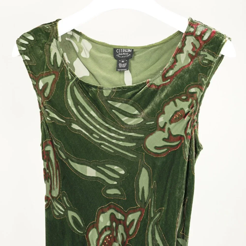 Citron Santa Monica Green Floral-Burnout Velvet Maxi Dress - Picture 3 of 9